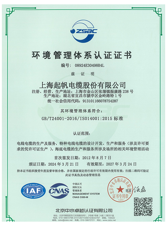 情形治理系统认证证书